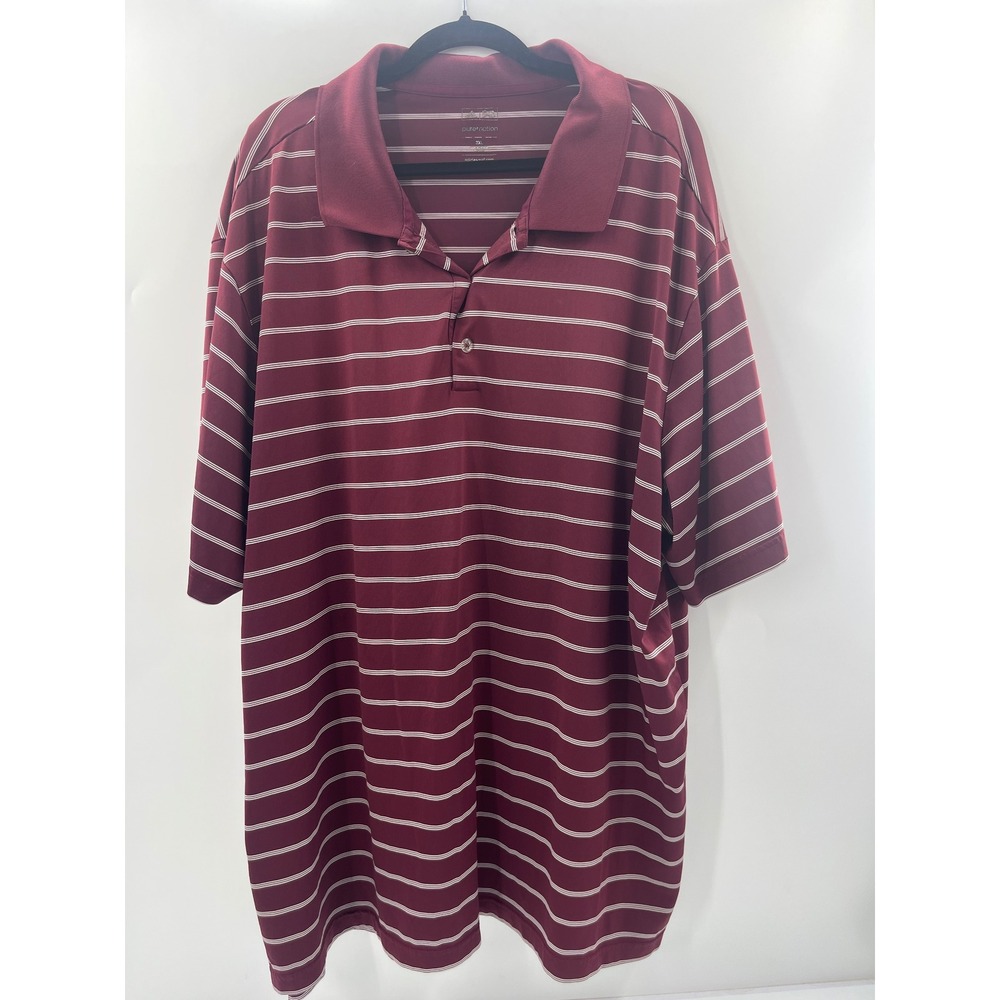 Adidas Golf Puremotion Polo Shirt Mens 3XL Burgundy Maroon Striped Short Sleeve
